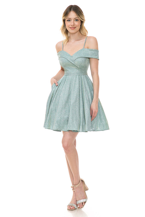 Short Homecoming Metallic A Line Cocktail Dress Lenovia 5228