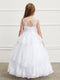 Big Girls White Glitter Mesh Overlay V Neck Pageant Dress 8-18