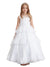 Big Girls White Glitter Mesh Overlay V Neck Pageant Dress 8-18