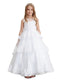 Big Girls White Glitter Mesh Overlay V Neck Pageant Dress 8-18
