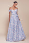 Ladivine 7441 Floral Print Off-the-Shoulder A-Line Gown