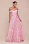 Ladivine 7441 Floral Print Off-the-Shoulder A-Line Gown