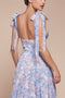 Ladivine 7442 Floral Print Sleeveless A-line Slit Gown