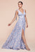 Ladivine 7442 Floral Print Sleeveless A-line Slit Gown