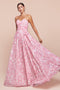 Ladivine 7443 Floral Print Strapless A-line Gown