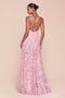 Ladivine 7444 Floral Print Sleeveless A-line Gown