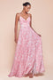 Ladivine 7444 Floral Print Sleeveless A-line Gown