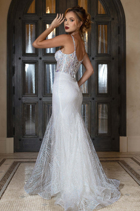 Long Bridal Mermaid Corset Wedding Dress Lenovia 8430