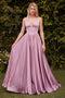 Ladivine 7447 Satin Sleeveless A-Line Gown with Corset Boning and Lace-Up Back