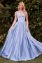 Ladivine 7447 Satin Sleeveless A-Line Gown with Corset Boning and Lace-Up Back