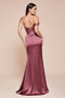 Ladivine J877 Satin Fitted Off-Shoulder Gown with Side Slit