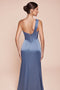 Ladivine J877 Satin Fitted Off-Shoulder Gown with Side Slit