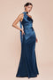 Ladivine 7454 Satin Fitted One-Shoulder Asymmetrical Gown with Side Slit