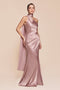 Ladivine 7454 Satin Fitted One-Shoulder Asymmetrical Gown with Side Slit