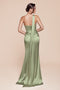 Ladivine 7454 Satin Fitted One-Shoulder Asymmetrical Gown with Side Slit