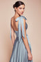 Ladivine 7499 Satin Sleeveless A-Line Tea-Length Dress with Ribbon Tie Straps