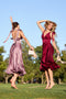 Ladivine 7499 Satin Sleeveless A-Line Tea-Length Dress with Ribbon Tie Straps