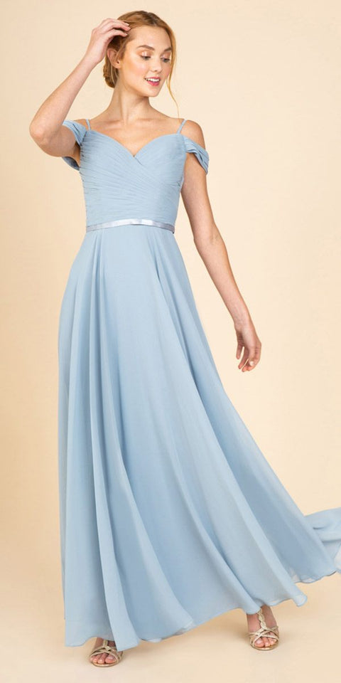 Eureka 7611 chiffon cold shoulder a-line gown — eureaka dusty blue fc47b208 b831 4e21 89e8 1f9801a28a90