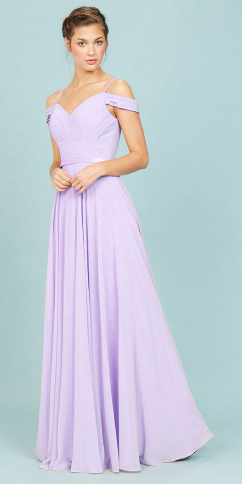 Eureka 7611 chiffon cold shoulder a-line gown — eureaka lilac d51ec1be a503 44b7 a4c2 9018148449e7