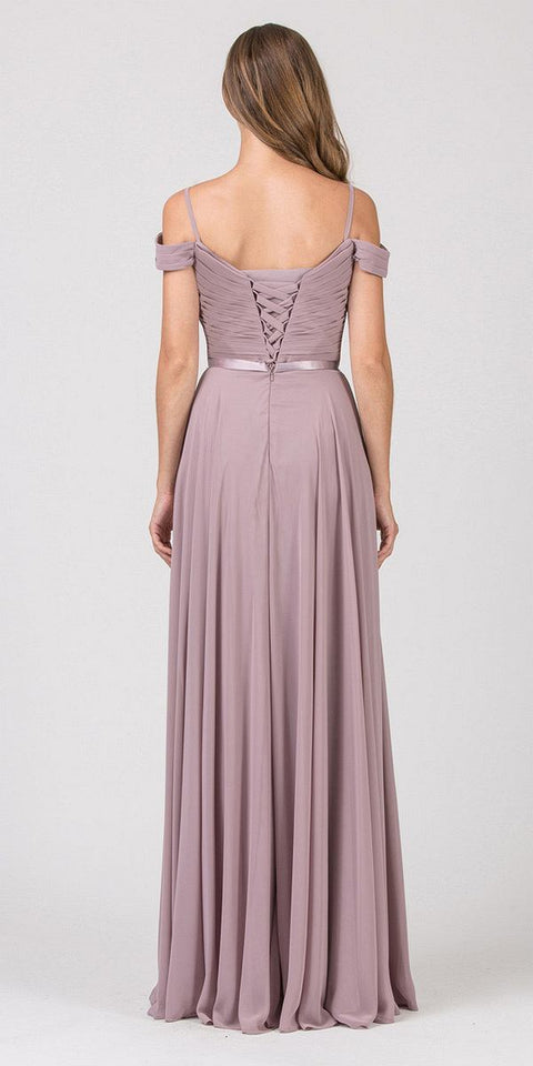 Eureka 7611 chiffon cold shoulder a-line gown — eureka fashion mocha back 32706628 76d8 45eb b815 0c12f7cf01f5