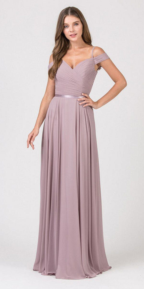 Eureka 7611 chiffon cold shoulder a-line gown — eureka fashion mocha e34b929d 9549 4ffd 94b8 eaa70004c837