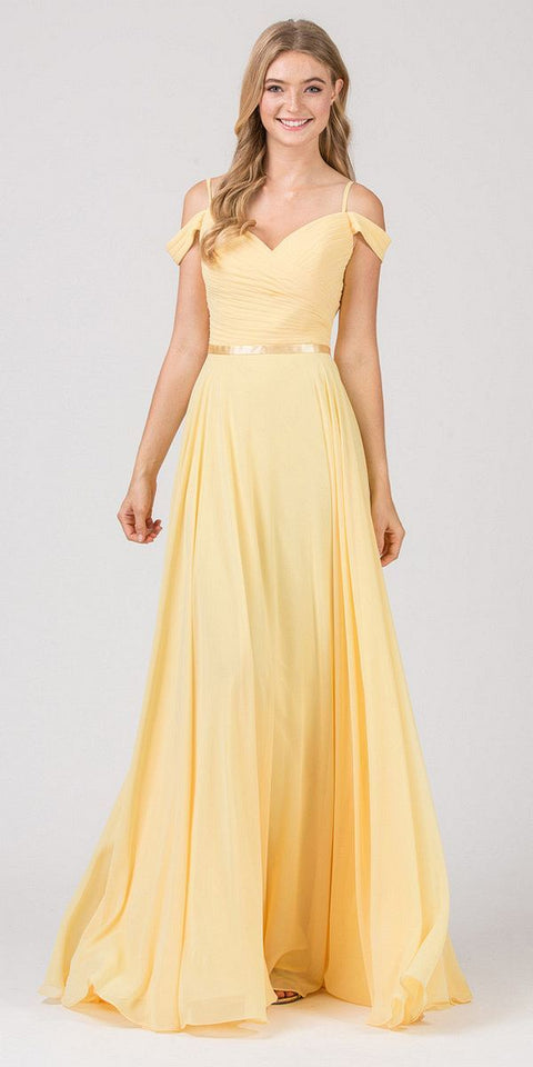 Eureka 7611 chiffon cold shoulder a-line gown — eureka fashion yellow f1d2b430 8471 4a50 a684 43be404f70b8