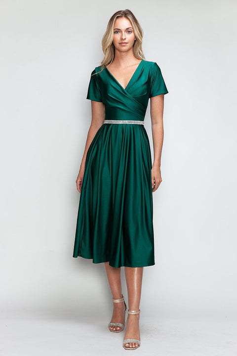 Tea Length Pleated Cocktail Dress Lenovia 5274