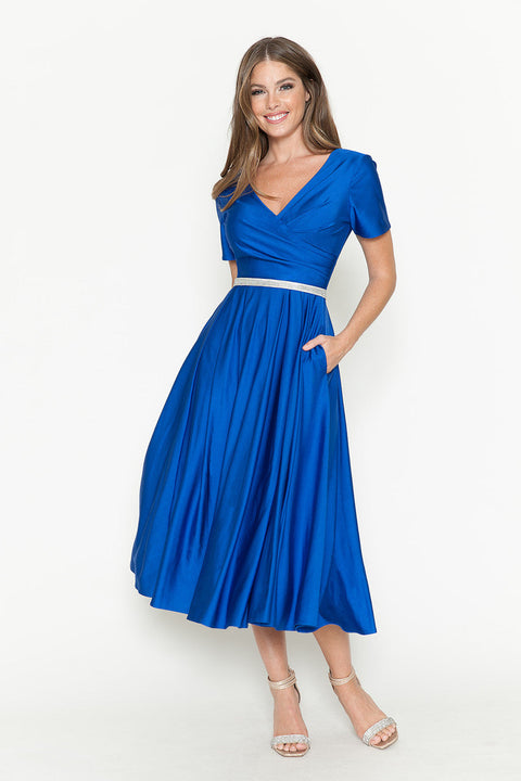 Tea Length Pleated Cocktail Dress Lenovia 5274