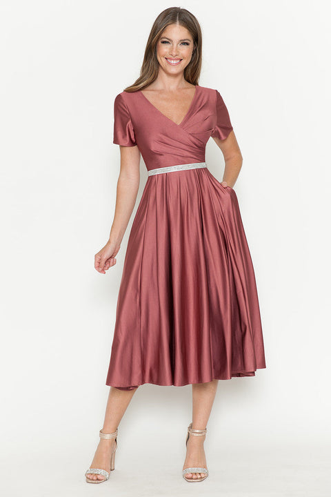 Tea Length Pleated Cocktail Dress Lenovia 5274