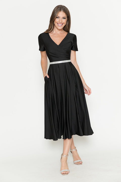 Tea Length Pleated Cocktail Dress Lenovia 5274