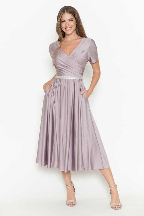Tea Length Pleated Cocktail Dress Lenovia 5274