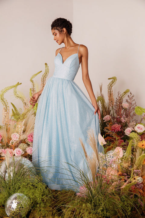Eureka 9009 glitter strappy back a-line gown — BahamaBlue 5