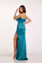 Feather Satin Gown with Strapless Detail, Abby Paris 90200