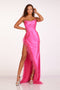 Abby Paris 90204: Feather Strapless Slit Gown