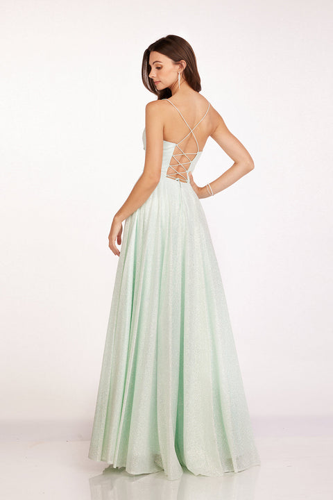 Glitter Tulle A-Line Sleeveless Gown by Abby Paris – Style 90208