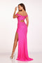 Abby Paris 90214 Beaded Off Shoulder Slit Evening dress