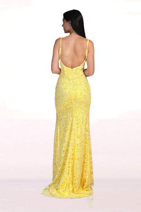 Abby Paris 90219 Glitter Embroidered Slit Gown - sheerdreamz