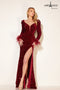 Sequin Feather Long Sleeve Gown by Abby Paris 90227