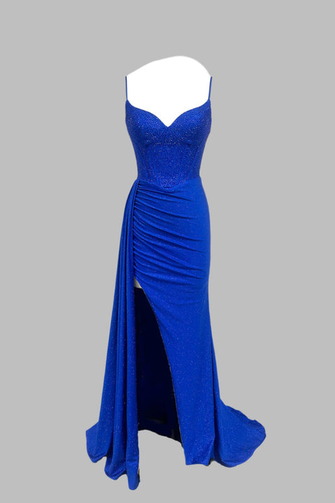 Beaded Sleeveless Fitted Slit Gown by Abby Paris 90231
