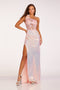 One Shoulder Feather Sequin Gown, Abby Paris 90232