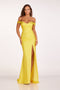 Jersey Off Shoulder Gown with Slit Detail, Abby Paris 90246