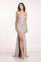 Abby Paris 90250 Strapless Sequin Fitted Gown with Side Slit and Train