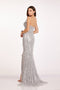 Abby Paris 90250 Strapless Sequin Fitted Gown with Side Slit and Train