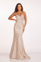 Strapless Beaded Fitted Slit Gown by Abby Paris 90251