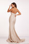 Strapless Beaded Fitted Slit Gown by Abby Paris 90251