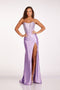 Embellished Fitted Strapless Slit Gown by Abby Paris 90255