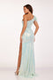 One Shoulder Feather Gown with Slit, Abby Paris 90256