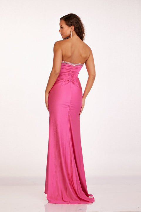 Jersey Beaded Gown with Strapless Slit, Abby Paris 90258