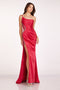 Satin One Shoulder Slit Gown by Abby Paris 90259