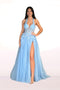 Abby Paris 90265 Applique Halter A-line Gown with Slit